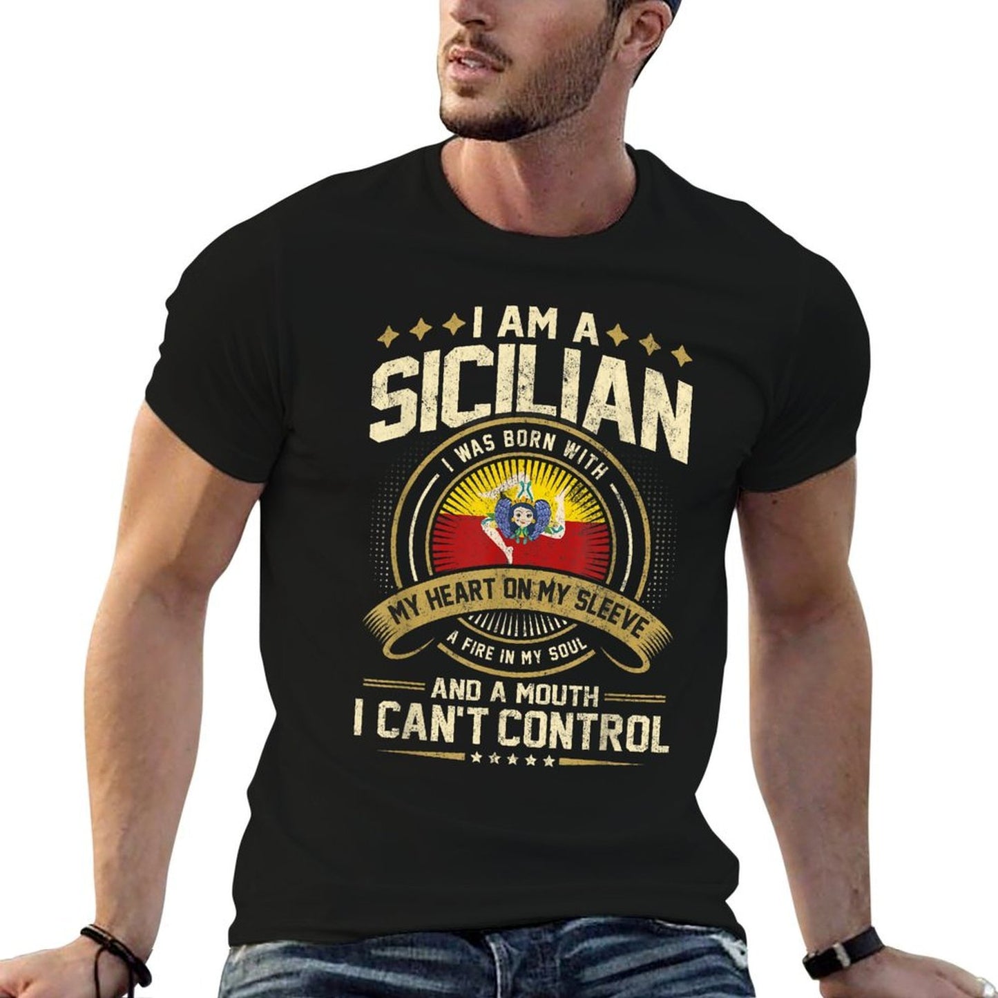 Sicily Funny Quote Sicilian Vintage High-quality Stitching T-Shirt