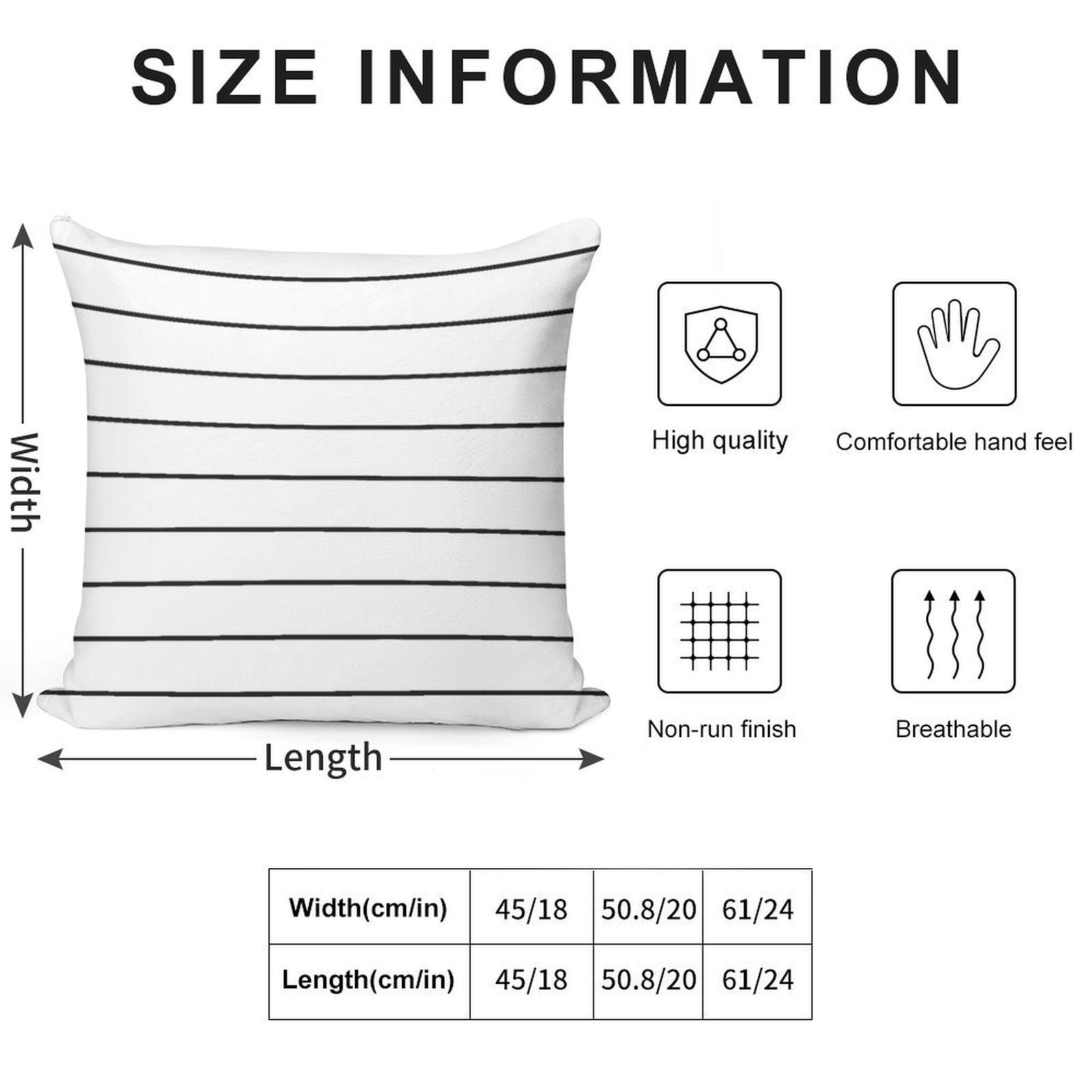 Skinny Stripe ((black on White)) Soft Ultra-Soft Texture Throw Pillow