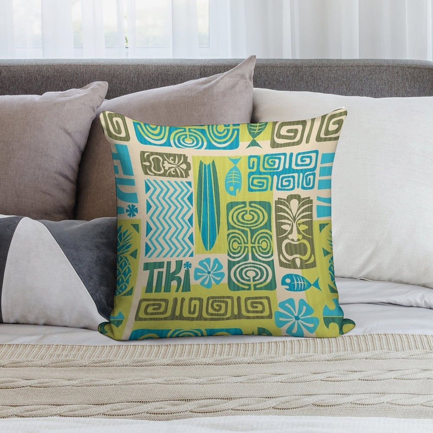 Tiki Time Luau Party Pattern Soft Easy Maintenance Throw Pillow