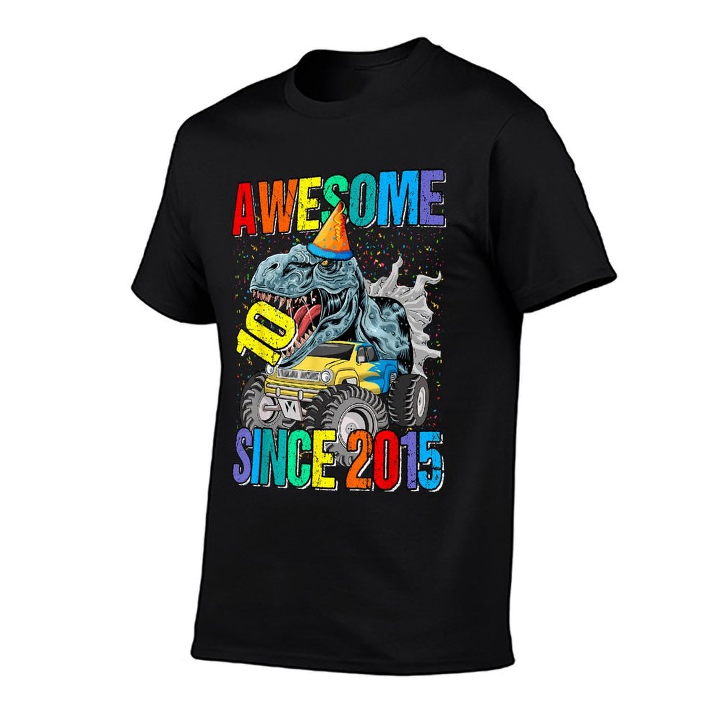 10 Awesome Since 2015 Dinosaur Monster Truck 10th Birthday Moisture-wicking T-Shirt
