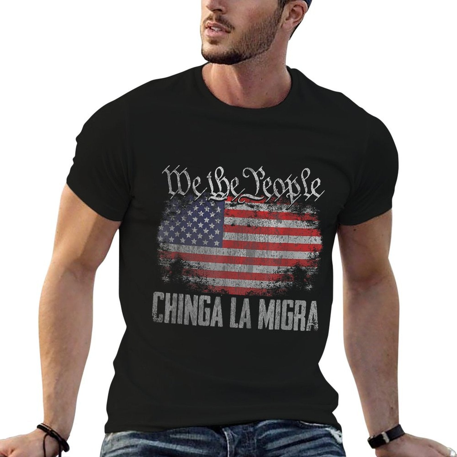 America Vintage Chinga La Migra For Men Women  Polyester Blend T-Shirt