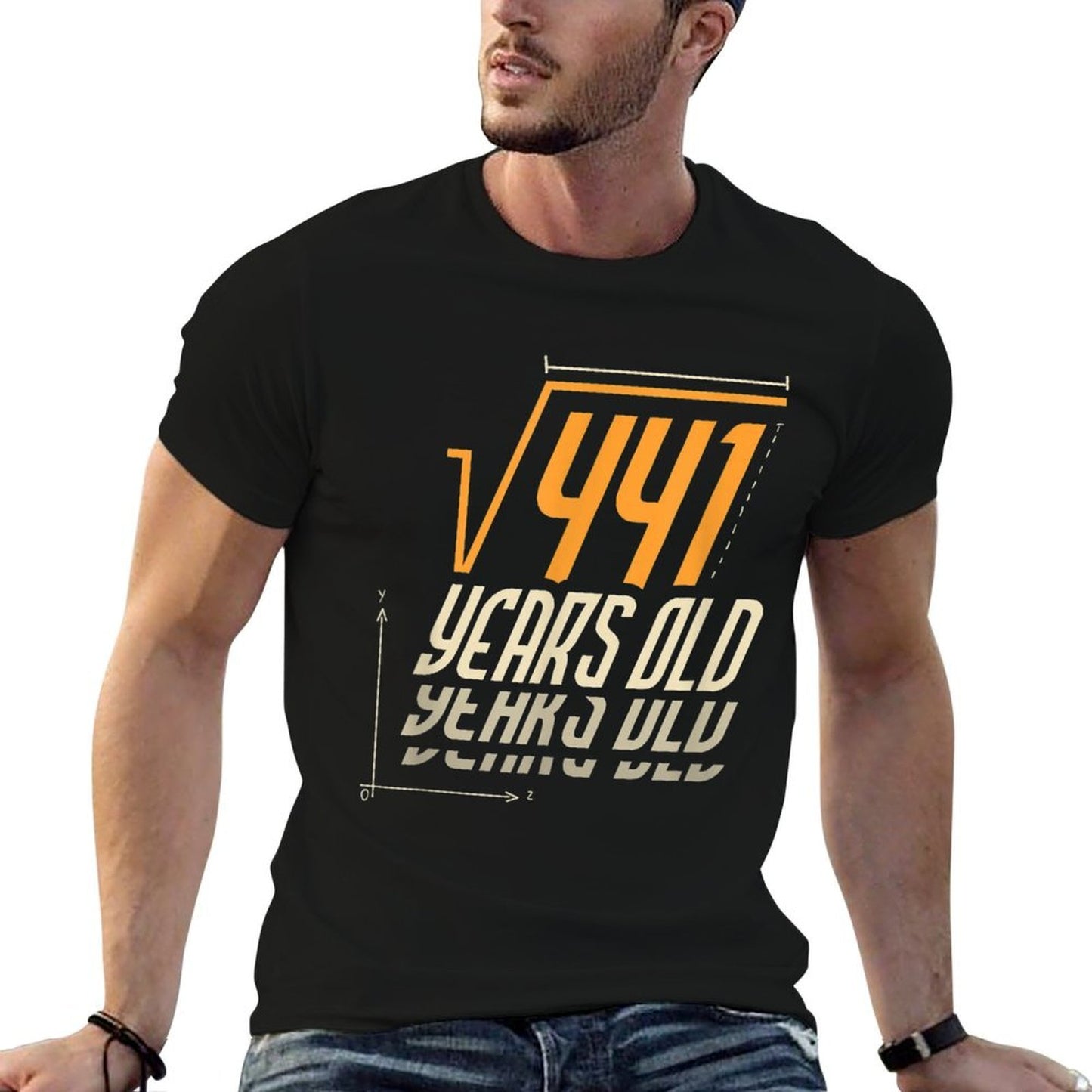 Square Root of 441 I 21 Years Old I 21st Birthday Oversized Silhouette T-Shirt