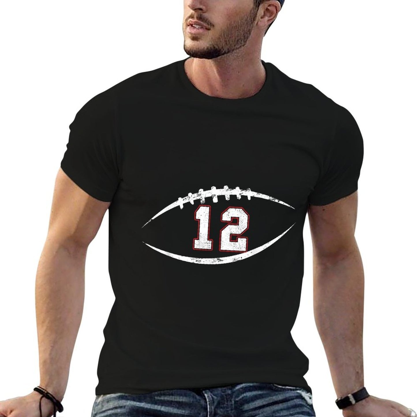 12 Number Vintage Football Player 12 Lucky Number Birthday Trendy Pattern T-Shirt