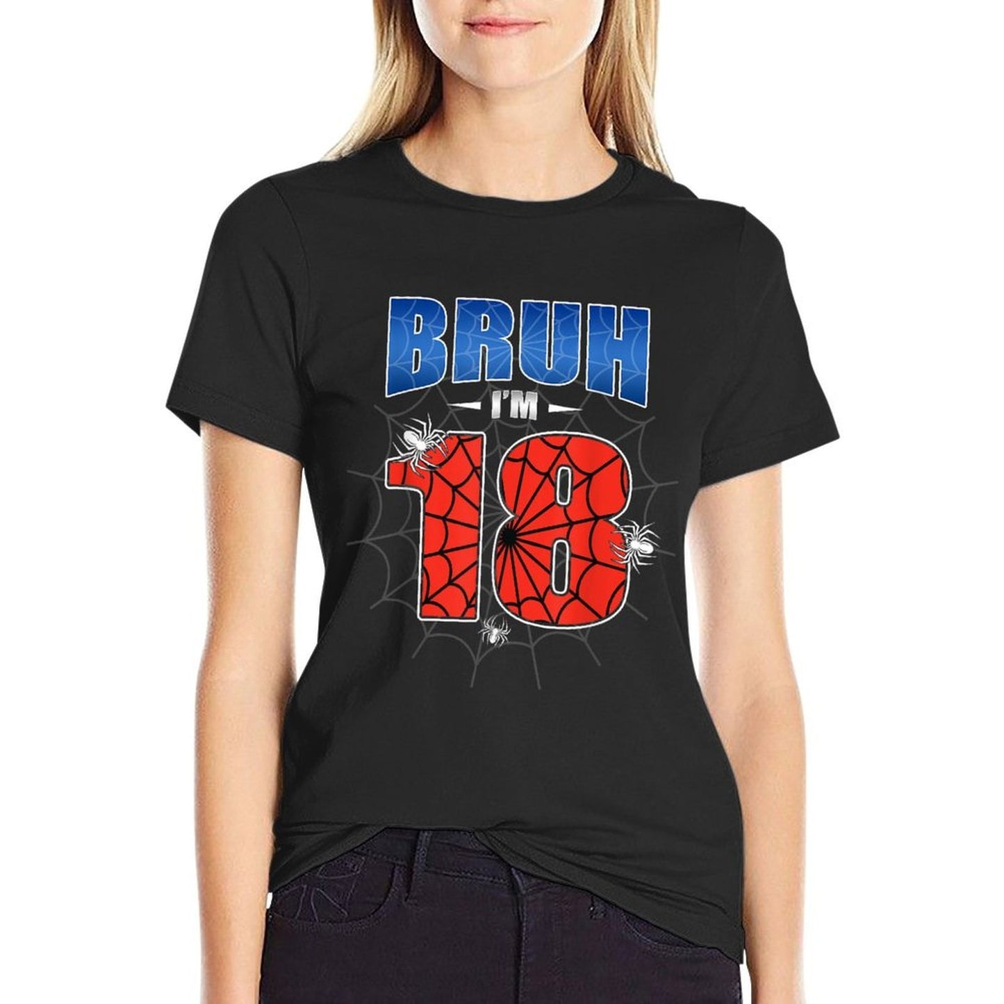 Spider Web Bruh I'm 18 Years Old It's My 18th Birthday Boy Lightweight T-Shirt