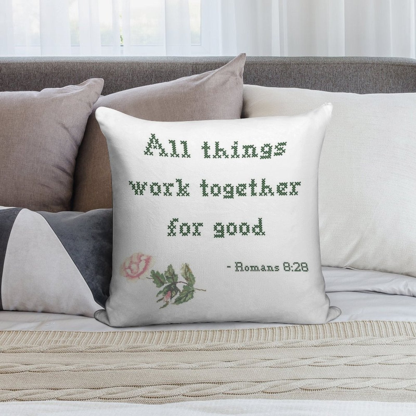All Things Work Together for Good Soft Reinforced Edging Throw Pillow