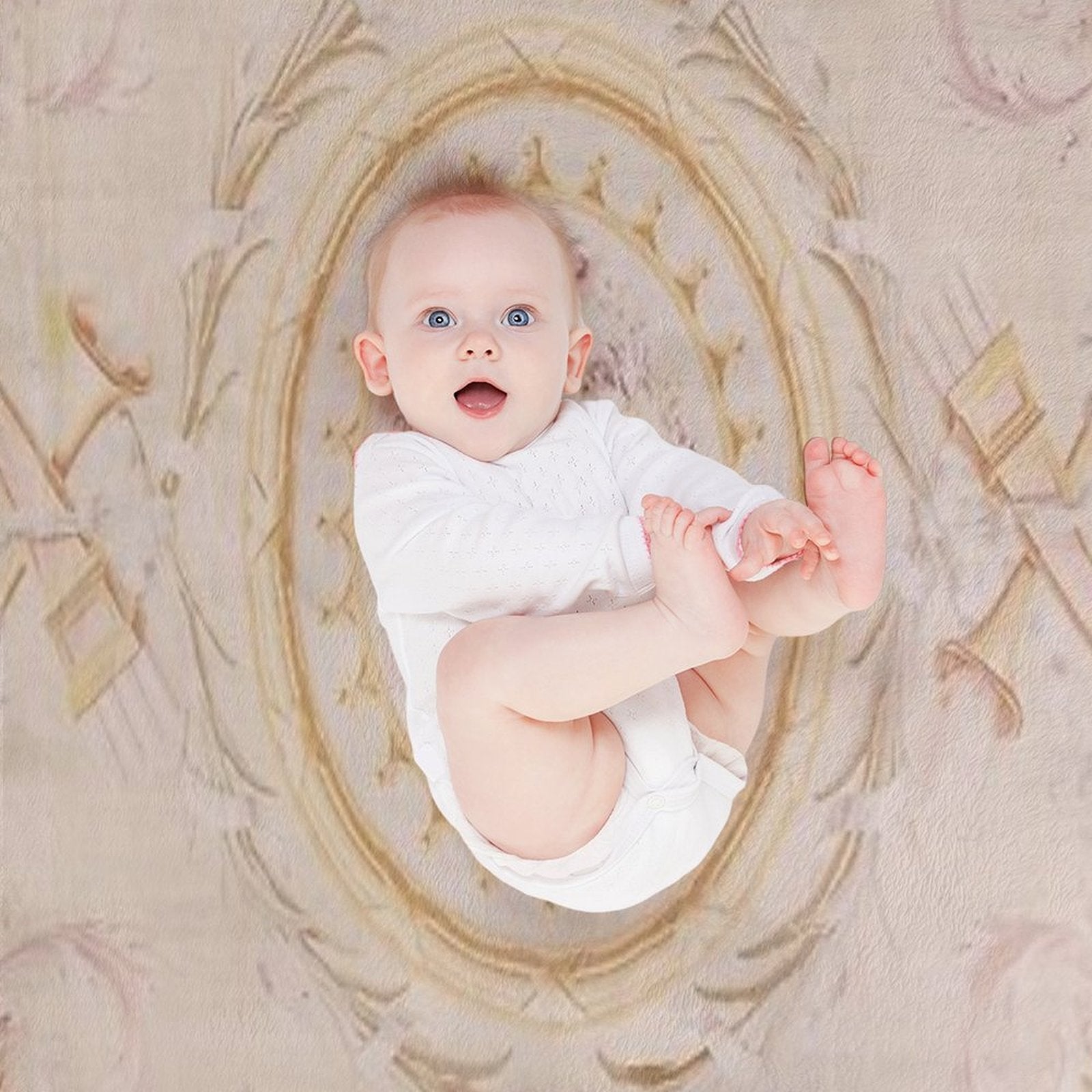 Antique French Aubusson Rug Print Gift-ready Throw Blanket