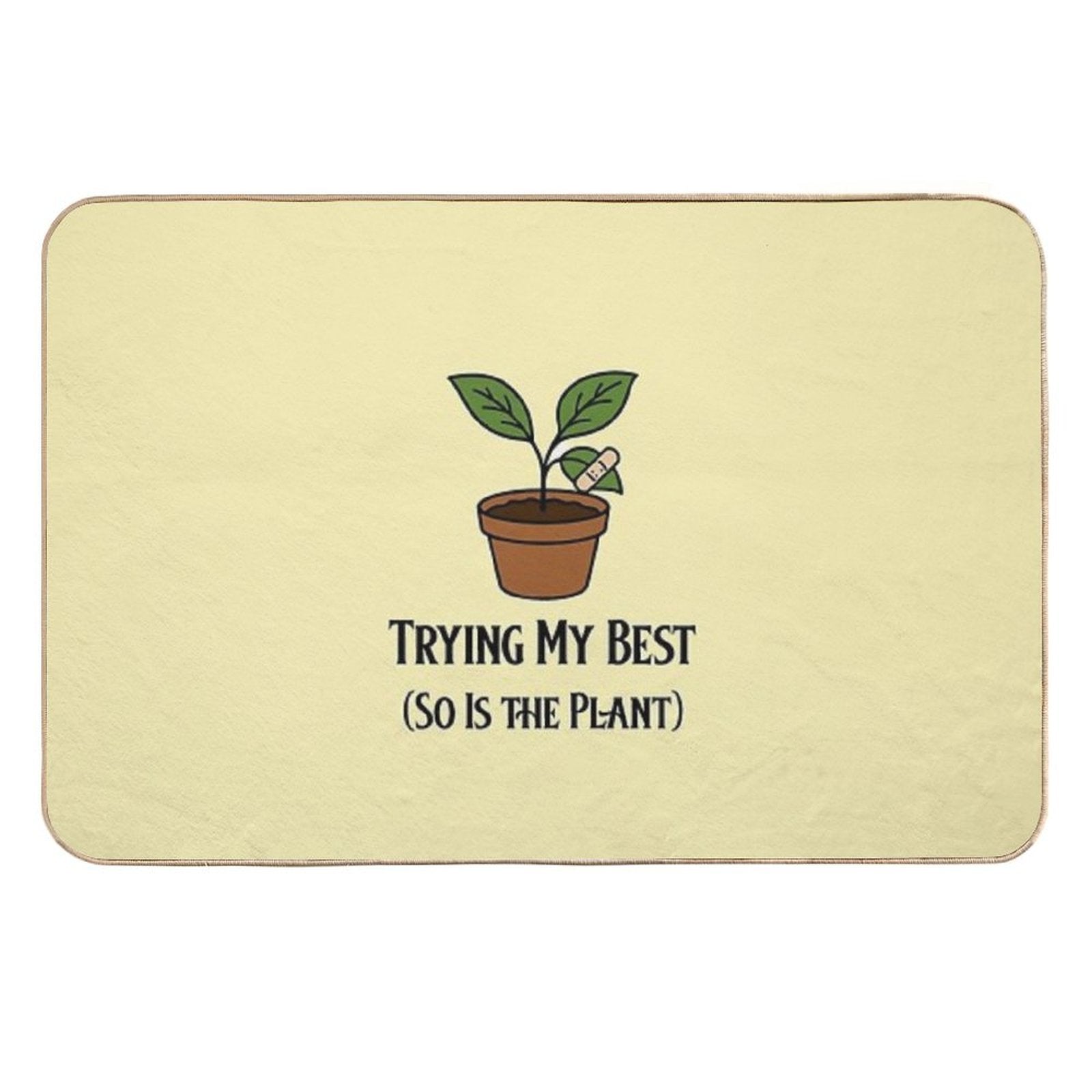 Trying My Best (So Is The Plant) – Encouraging Plant Parent Design Anti-Trip Bath Mat
