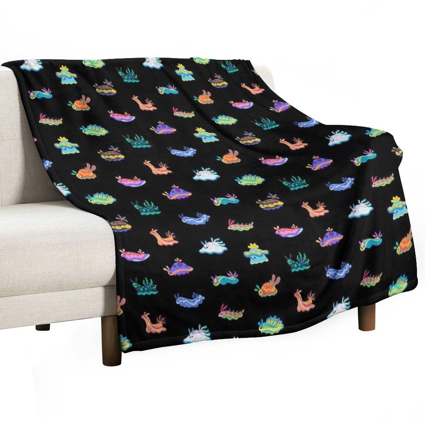 Sea Slug - Black Versatility Throw Blanket