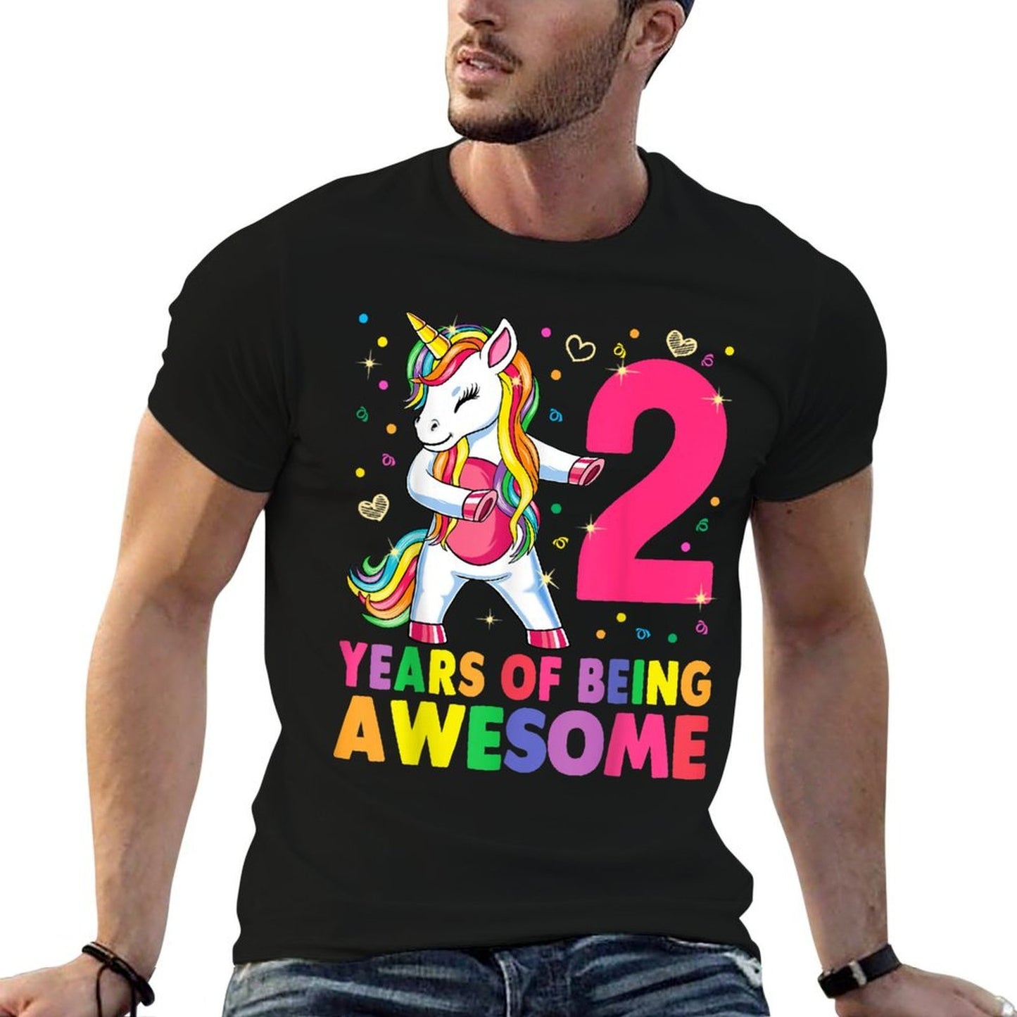 2 Years Old Unicorn Flossing 2nd Birthday Girl Unicorn Party Odor-resistant T-Shirt