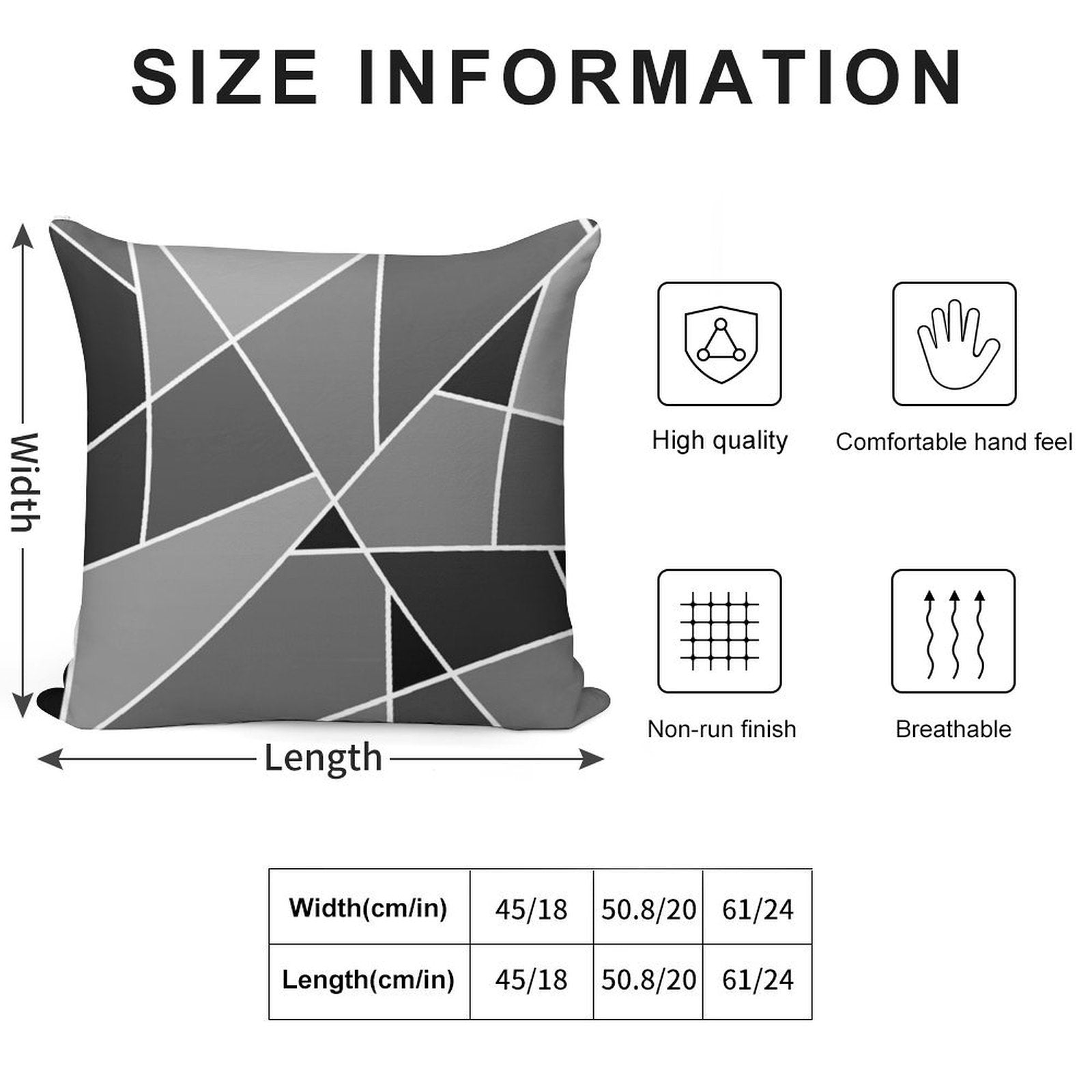 Gray Modern Geometric Pattern Soft Reinforced Edging Throw Pillow