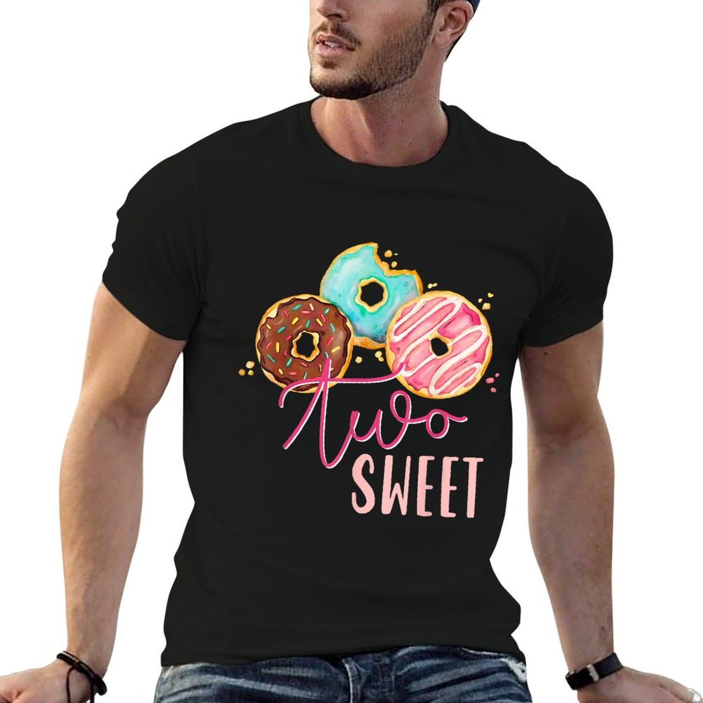 Two Sweet Birthday Girl Donut Birthday Party Theme Family 2 Trendy Pattern T-Shirt
