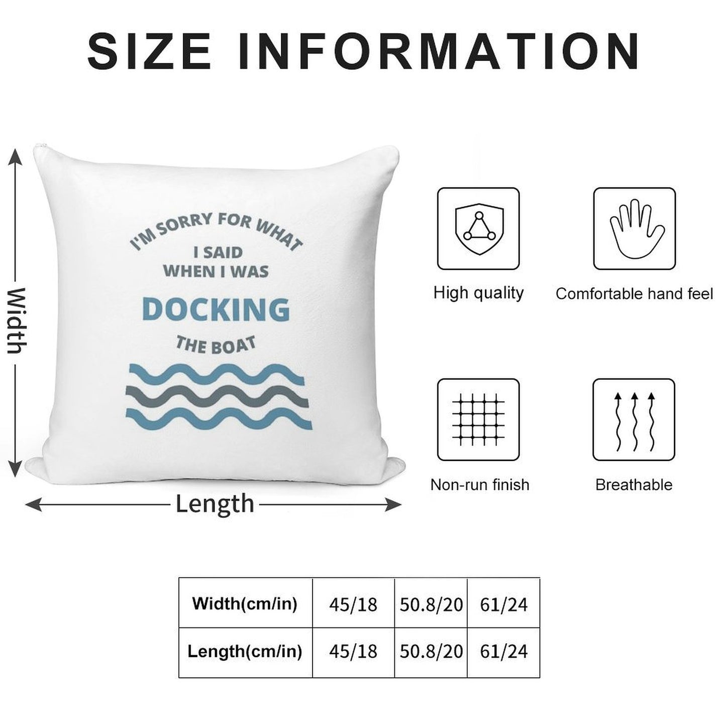 Sorry For What I Said While Docking The Boat Soft Reinforced Edging Throw Pillow