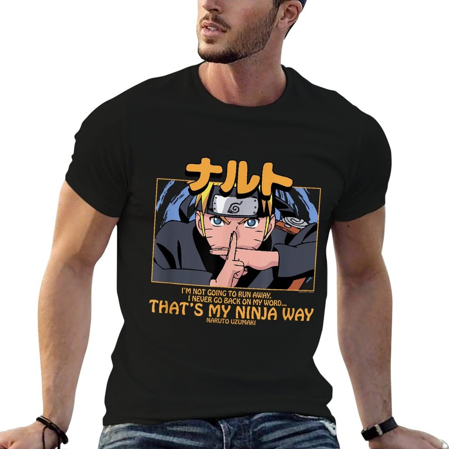 Ripple Junction Naruto Unisex Adult Black - Small - Anime Novelty Slim-fit Cut T-Shirt