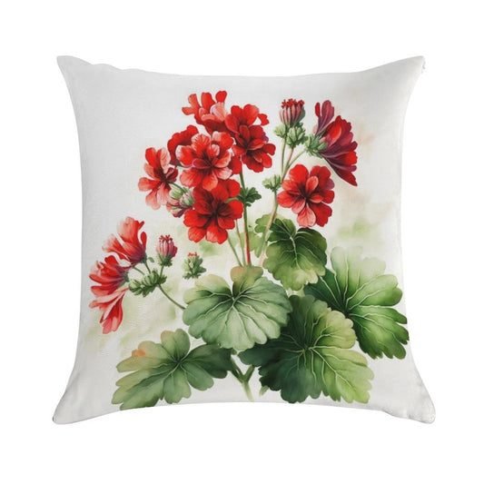 Red Geranium Flowers Soft Home Decor Throw Pillow