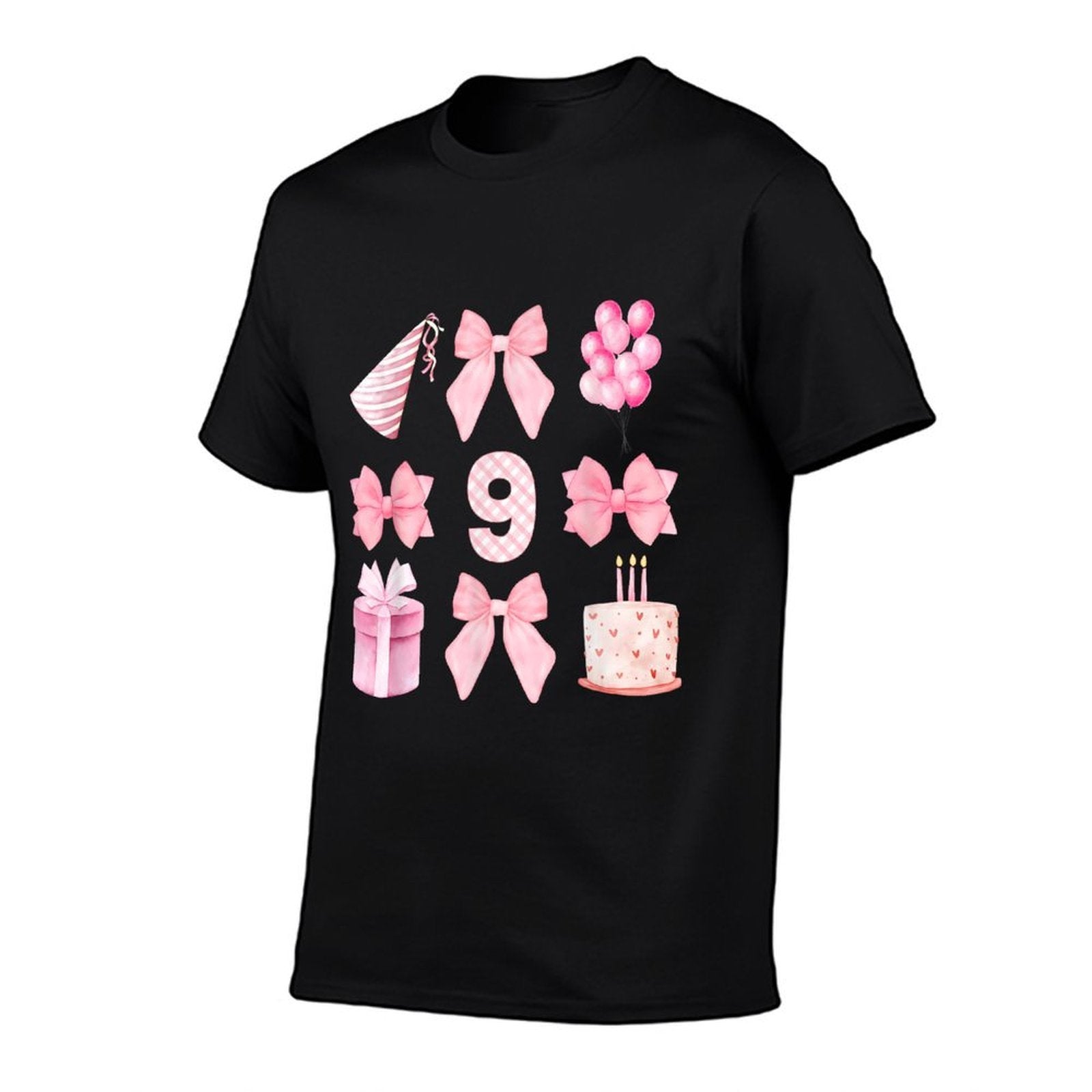 Kids 9th Coquette Birthday Party Nine Years Old Girls Kids  Moisture-wicking T-Shirt