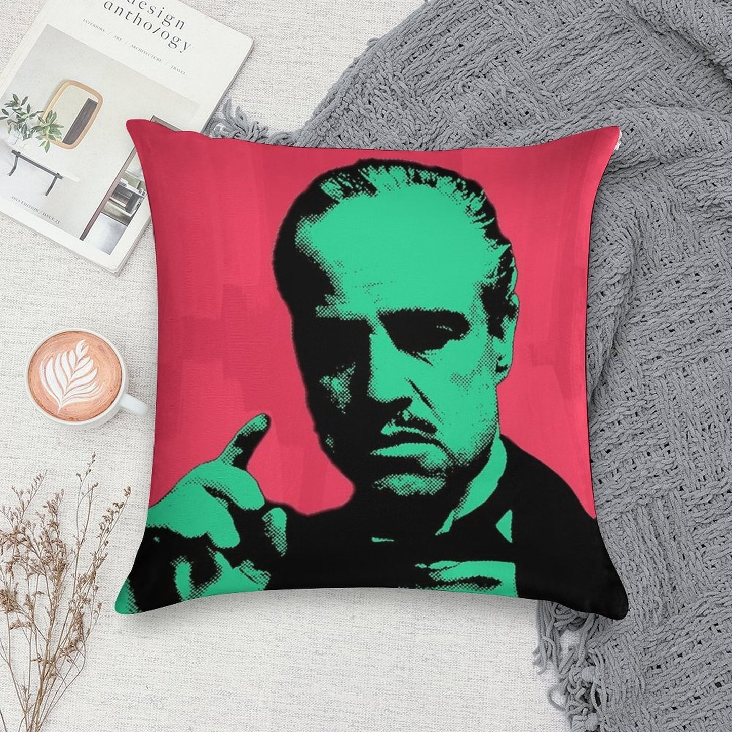 Pop Art of The GODFATHER Soft Short Plush Fabric Throw Pillow