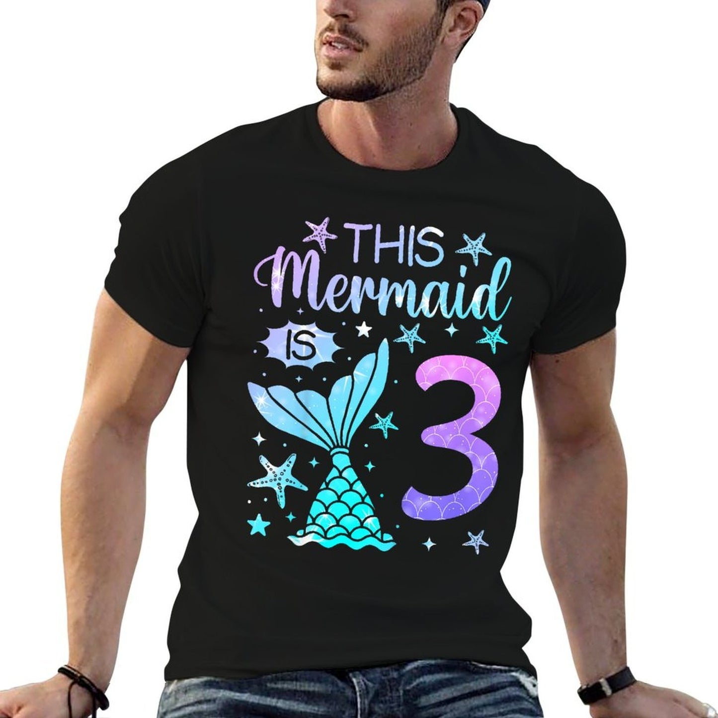 3rd Birthday Girl 3yr Three 3 Year Old Mermaid Bday Relaxed-fit T-Shirt