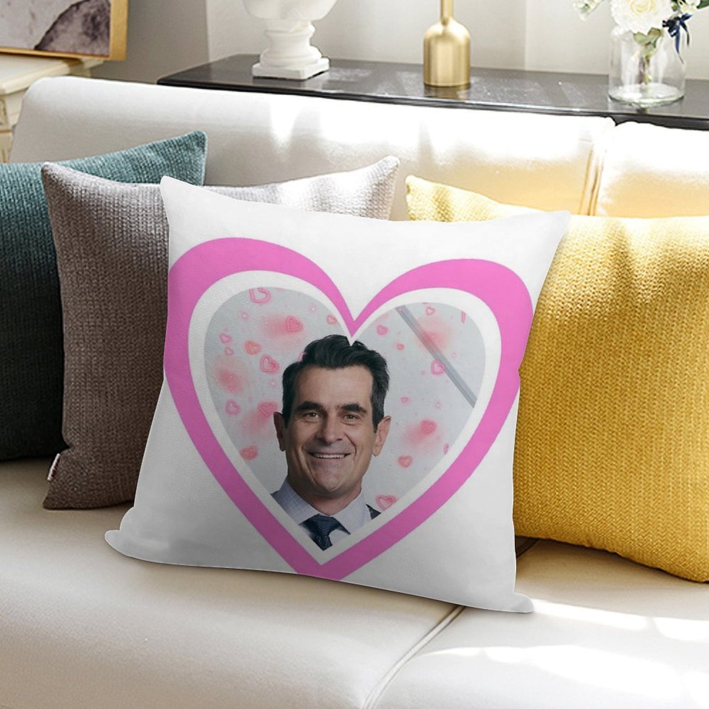 Modern Family Phil Dunphy Heart Soft Luxury Feel Throw Pillow