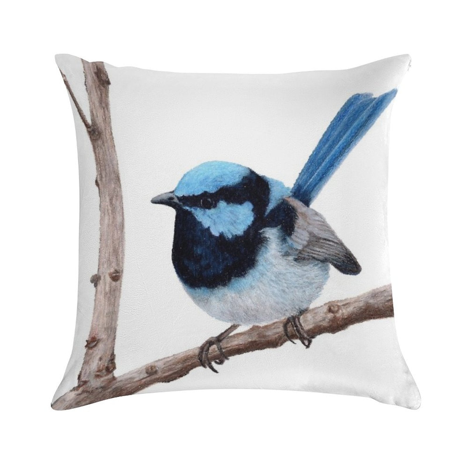 Superb Fairy-wren Soft Washable Throw Pillow