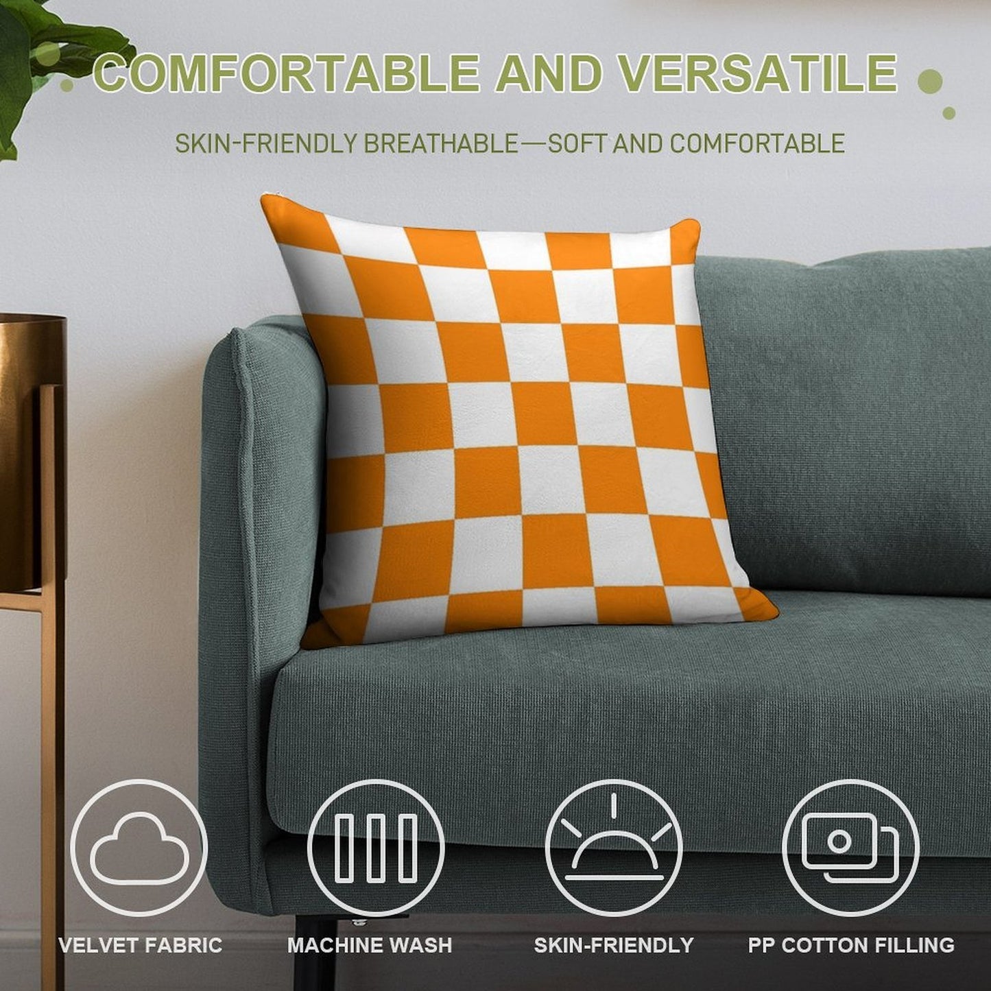 TN Vawls Checkerboard Soft Hidden Zipper Throw Pillow