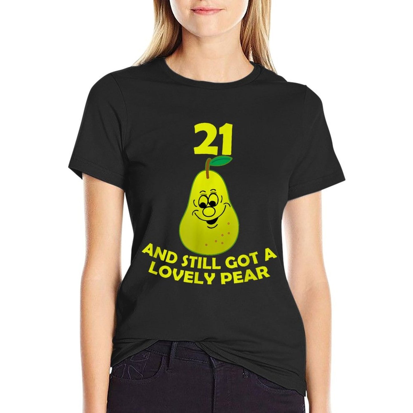 21 And Still Got A Lovely Pear Funny 21st Birthday Oversized Silhouette T-Shirt