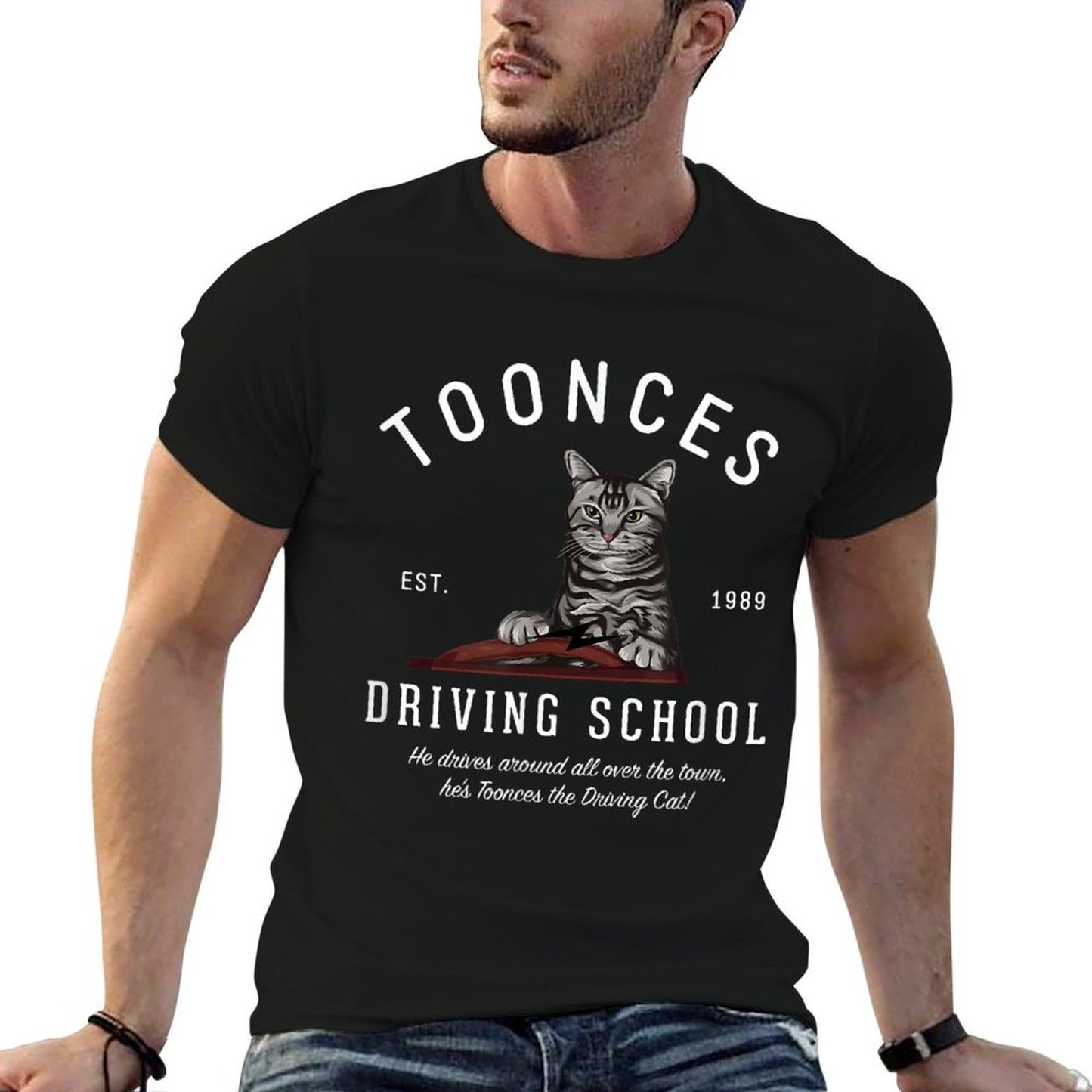 Toonces Driving School Est. 1989 - The Driving Cat Stretchy T-Shirt