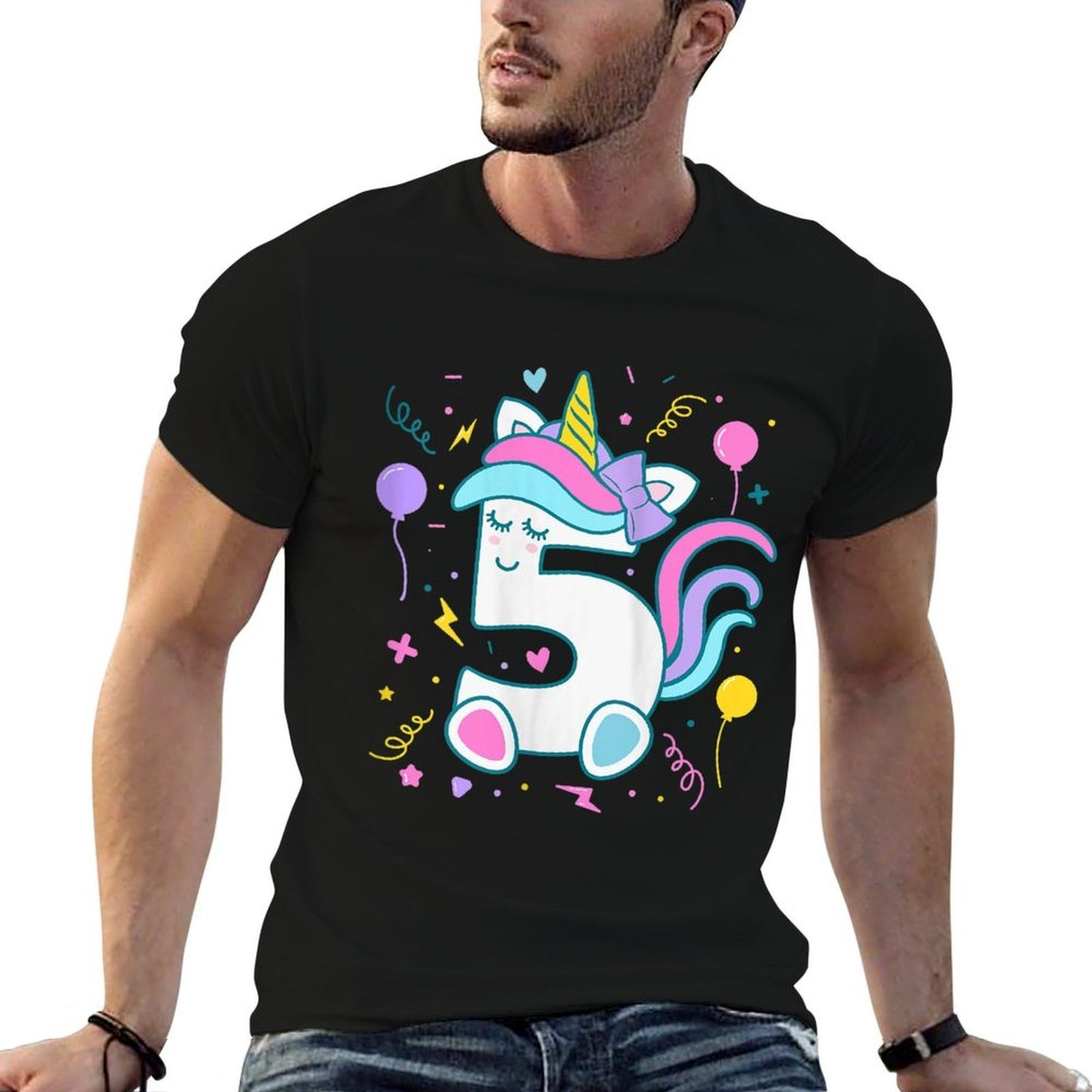 Womens Unicorn 5th Birthday Number 5 Year Old Girl Birthday Comfortable T-Shirt