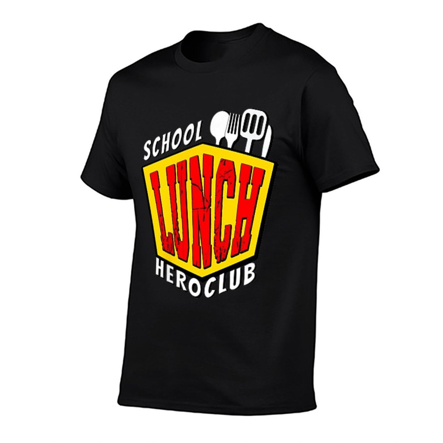 School Lunch Hero Club Food Service Cafeteria Canteen Worker Ribbed Collar T-Shirt