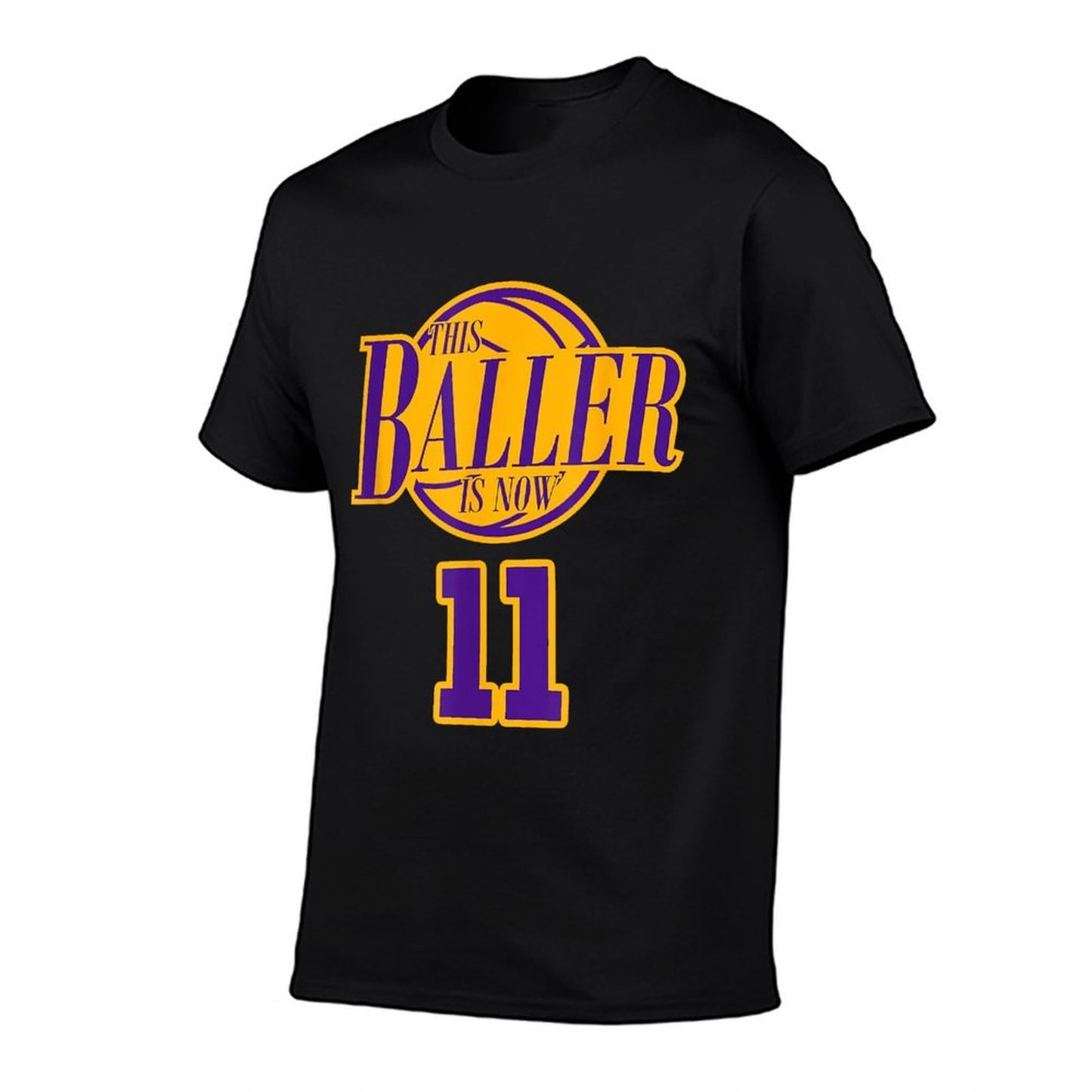 11 Years Old Birthday Basketball Baller Purple And Yellow Eco-friendly Material T-Shirt