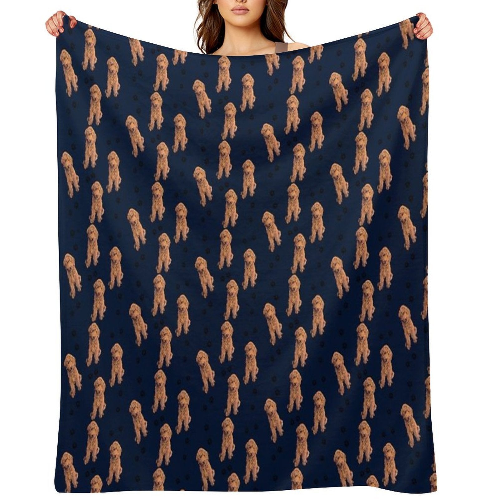 Red Goldendoodle Wrinkle-free Throw Blanket