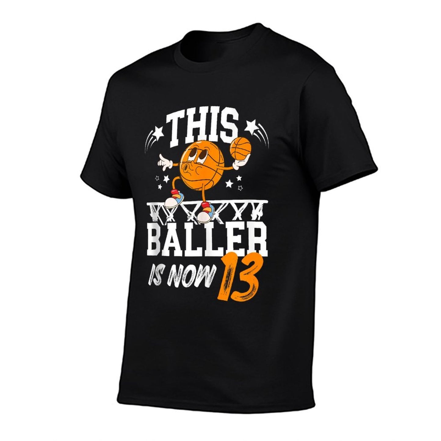 13th Basketball Birthday Thirteen Year Old Basketball Player Rolled Sleeves T-Shirt