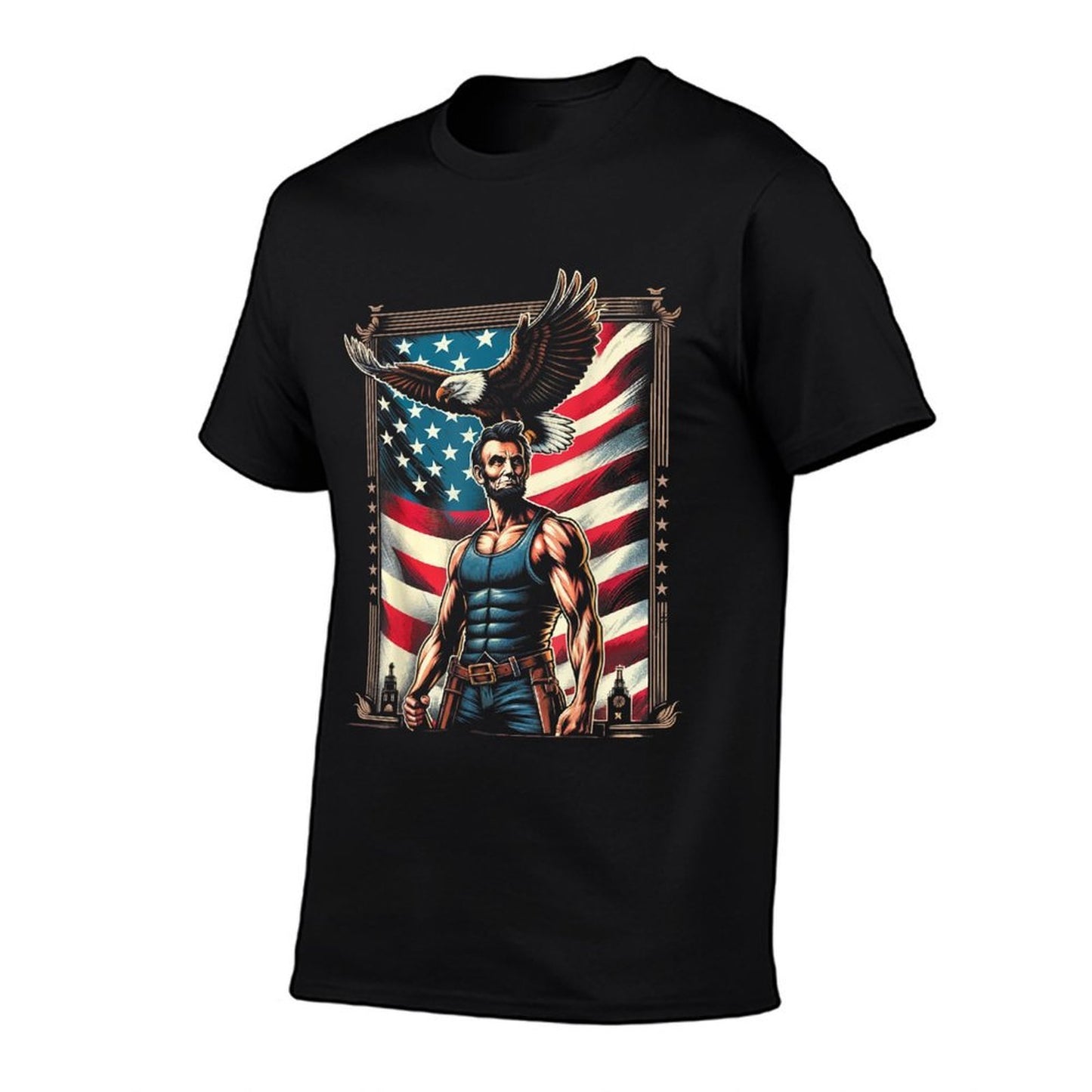 4th of July Patriotic Funny Abraham Lincoln July 4th USA  Easy-care T-Shirt