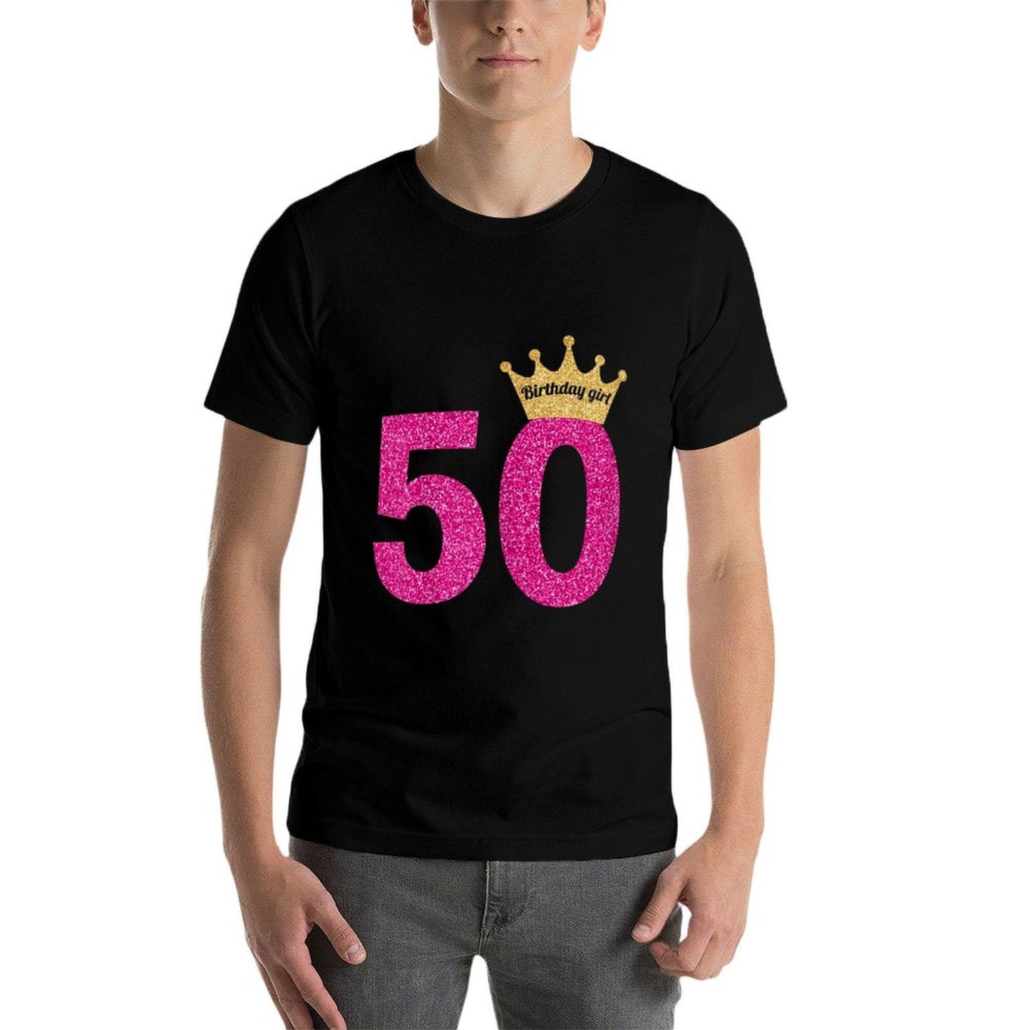 Womens 50th Birthday Girl Pink Princess Queen Odor-resistant T-Shirt