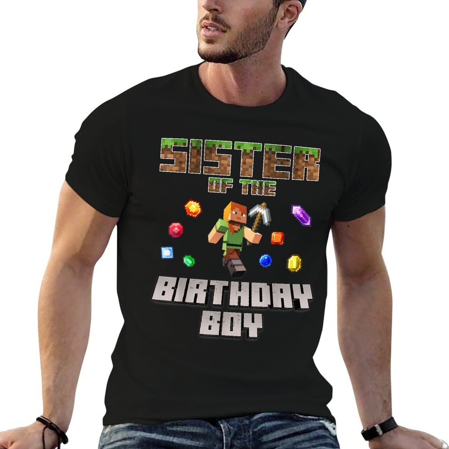 Sister Of The Birthday Boy Video Gamer Pixel Number Classic T-Shirt