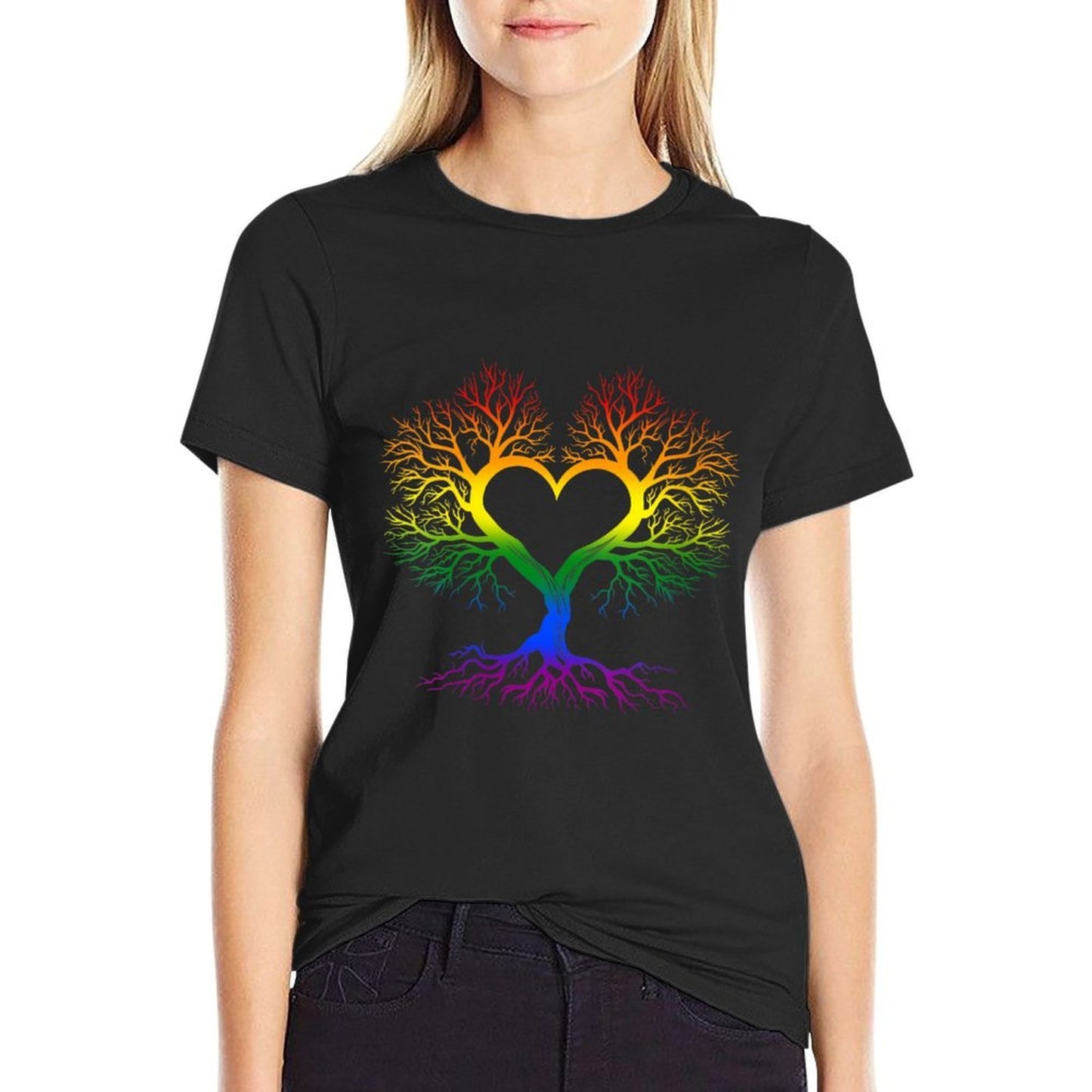 Womens Tree Life Rainbow LGBT Gay Pride Ally Slim-fit Cut T-Shirt