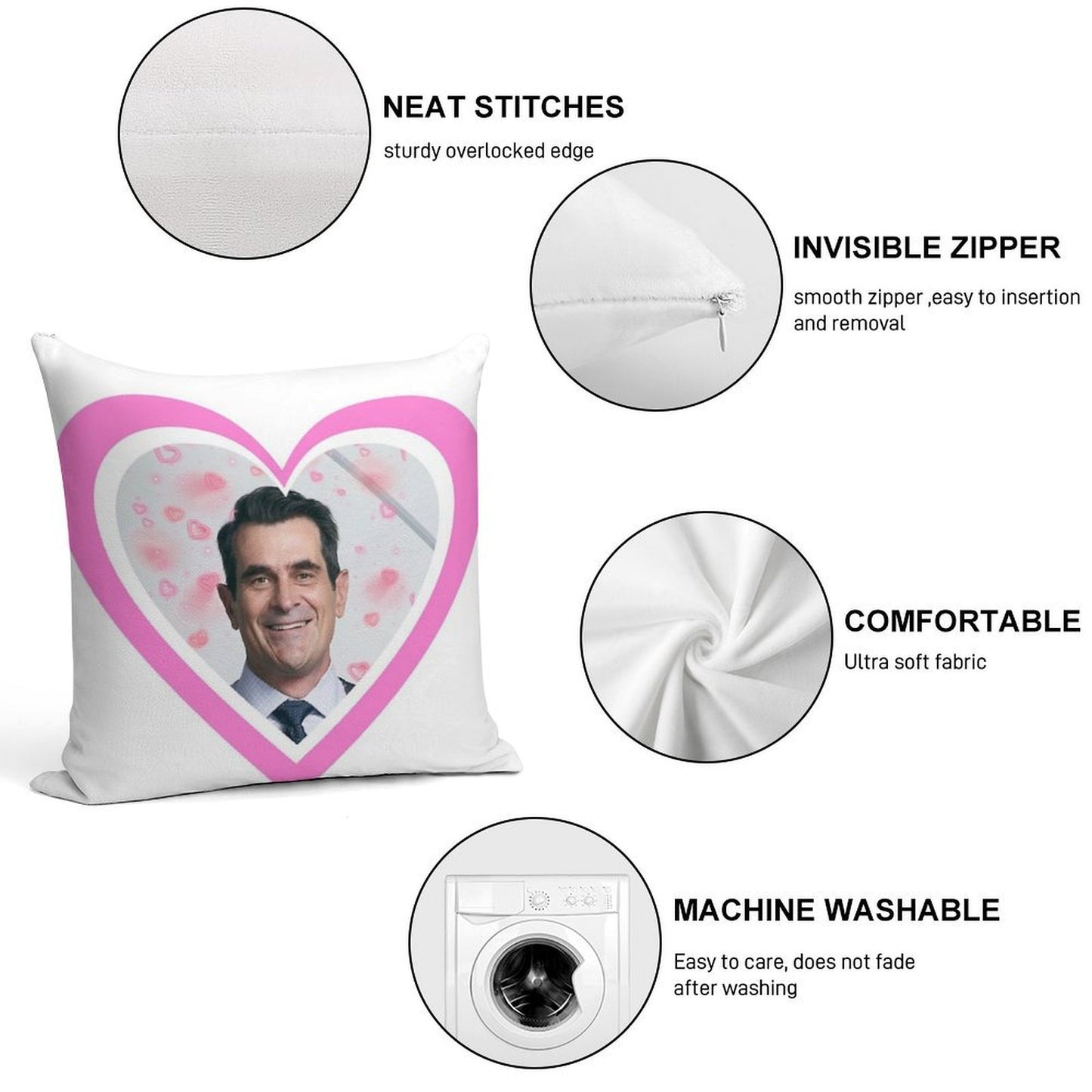 Modern Family Phil Dunphy Heart Soft Luxury Feel Throw Pillow