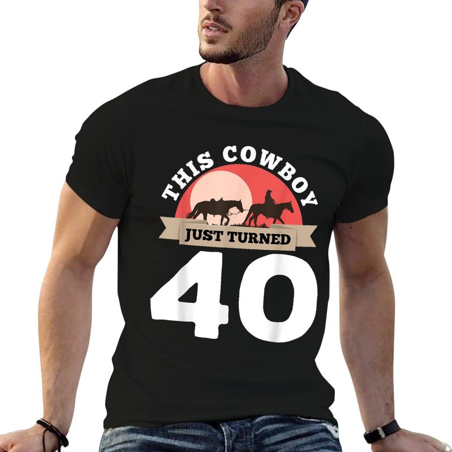 This Cowboy Just Turned 40 - 40th Birthday Horse Rider Gift Polyester Blend T-Shirt