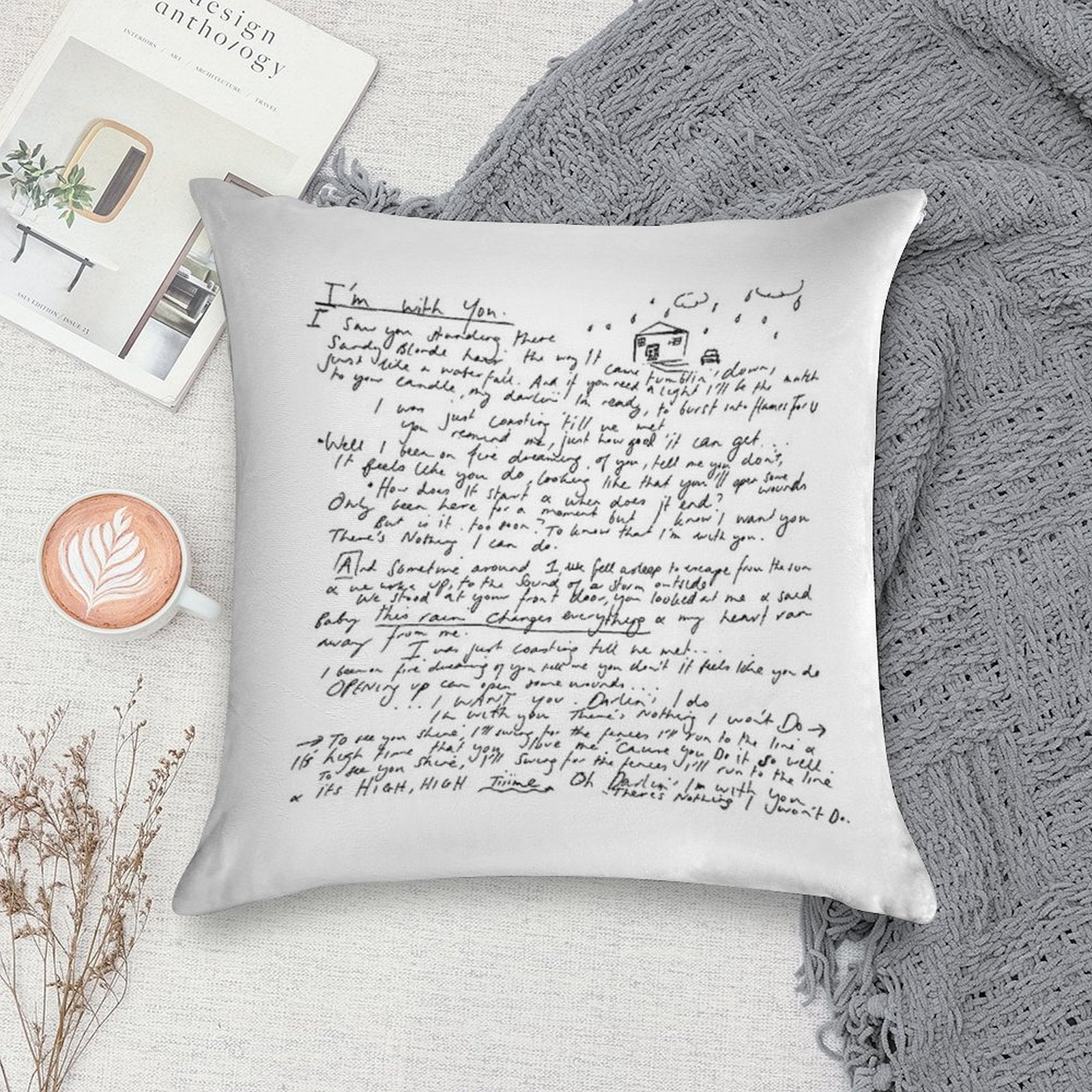 I'm With You - Vance Joy - Handwritten Soft Luxury Feel Throw Pillow