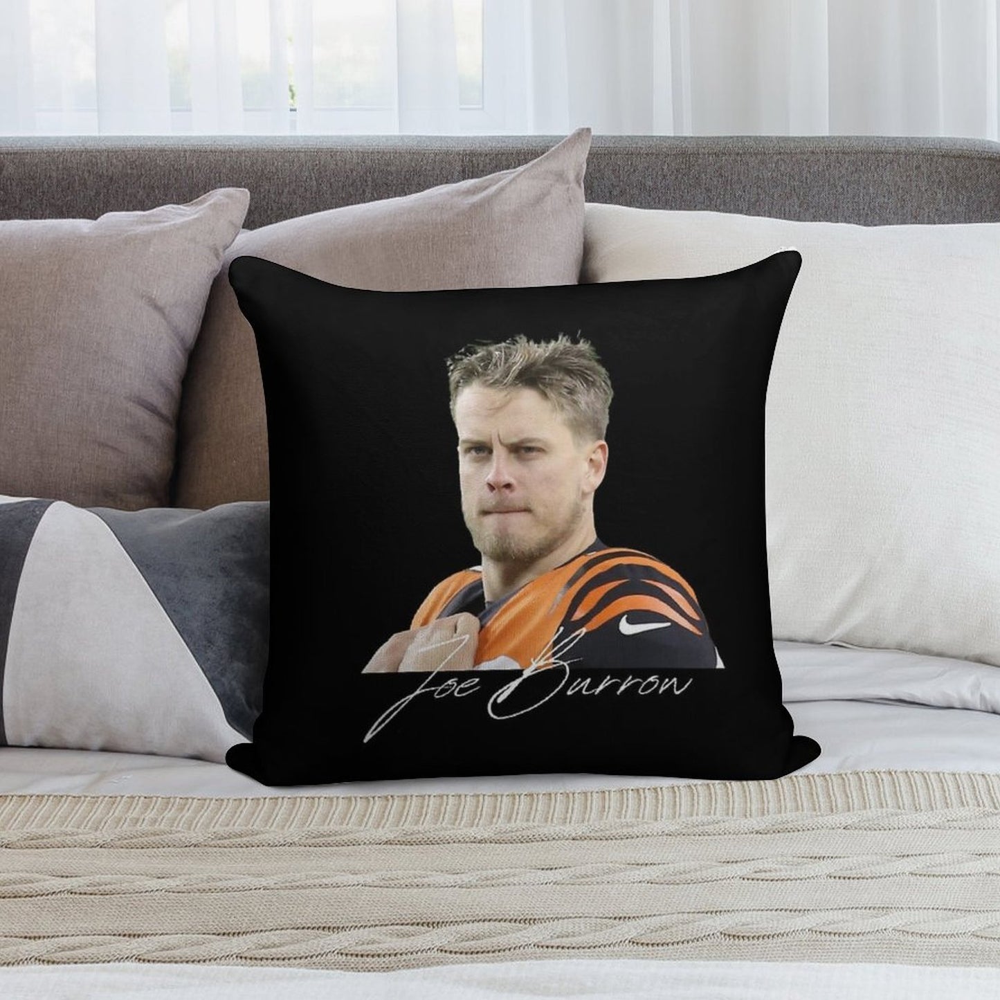 Joe Burrow Signed Design Soft Easy Maintenance Throw Pillow