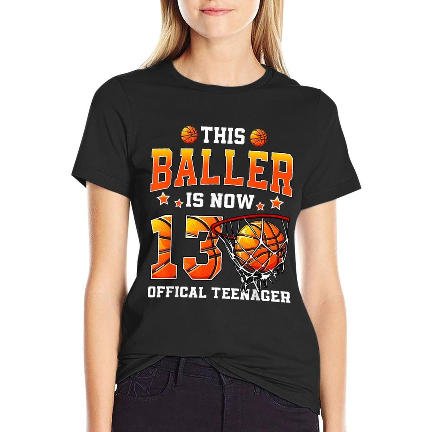 This Baller Is Now 13 Basketball Boys Girls 13th Birthday Easy-care T-Shirt