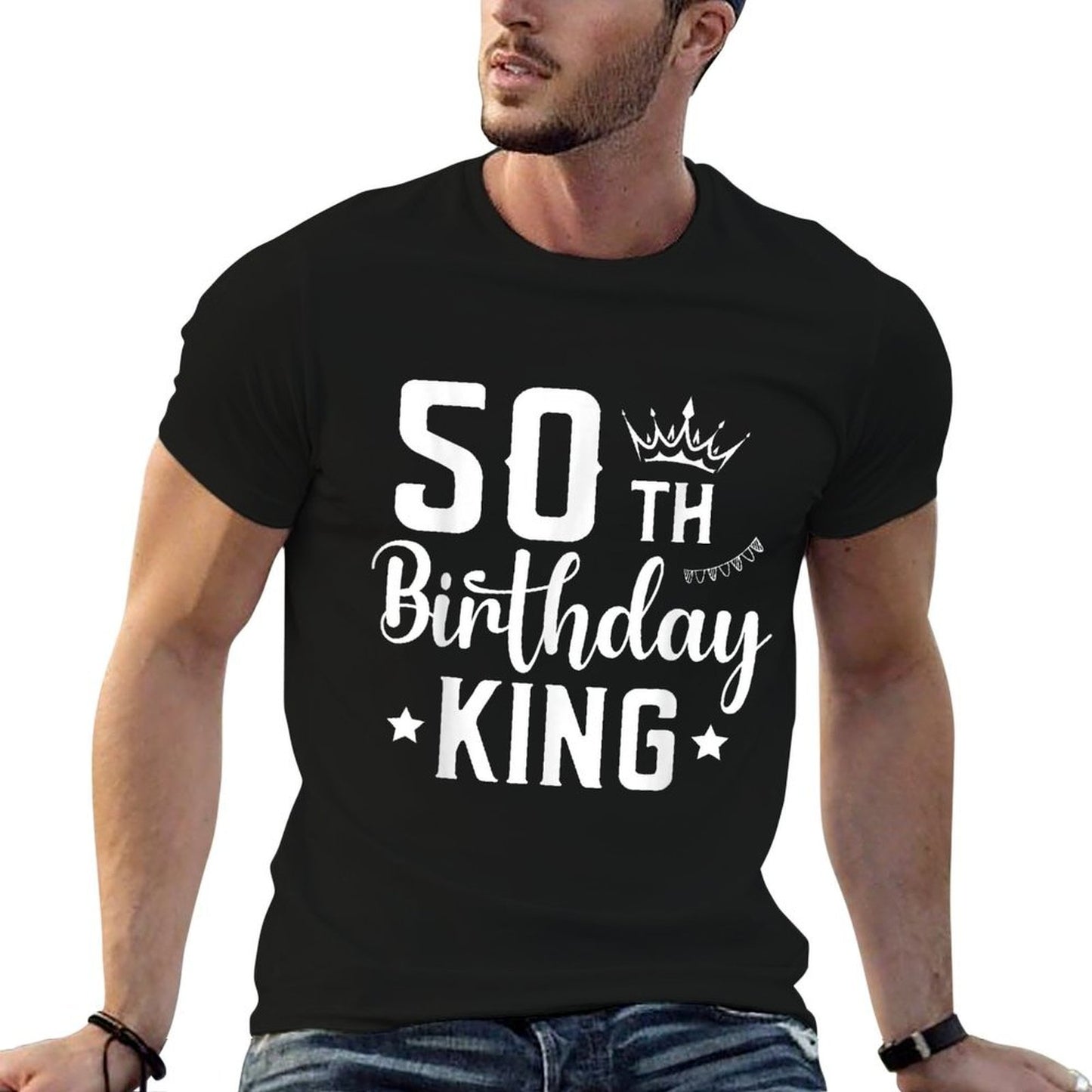 50 Year Old Birthday King Husband 50th Birthday  High-quality Stitching T-Shirt