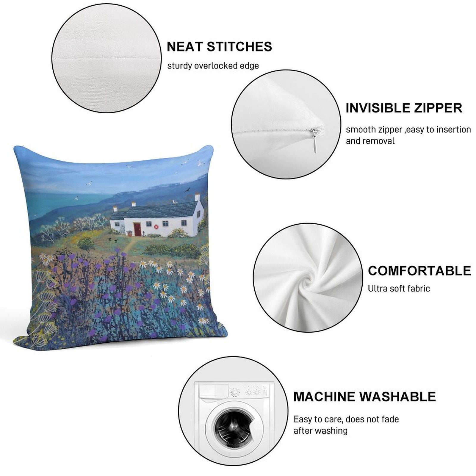 A Place by The Sea Soft Ultra-Soft Texture Throw Pillow