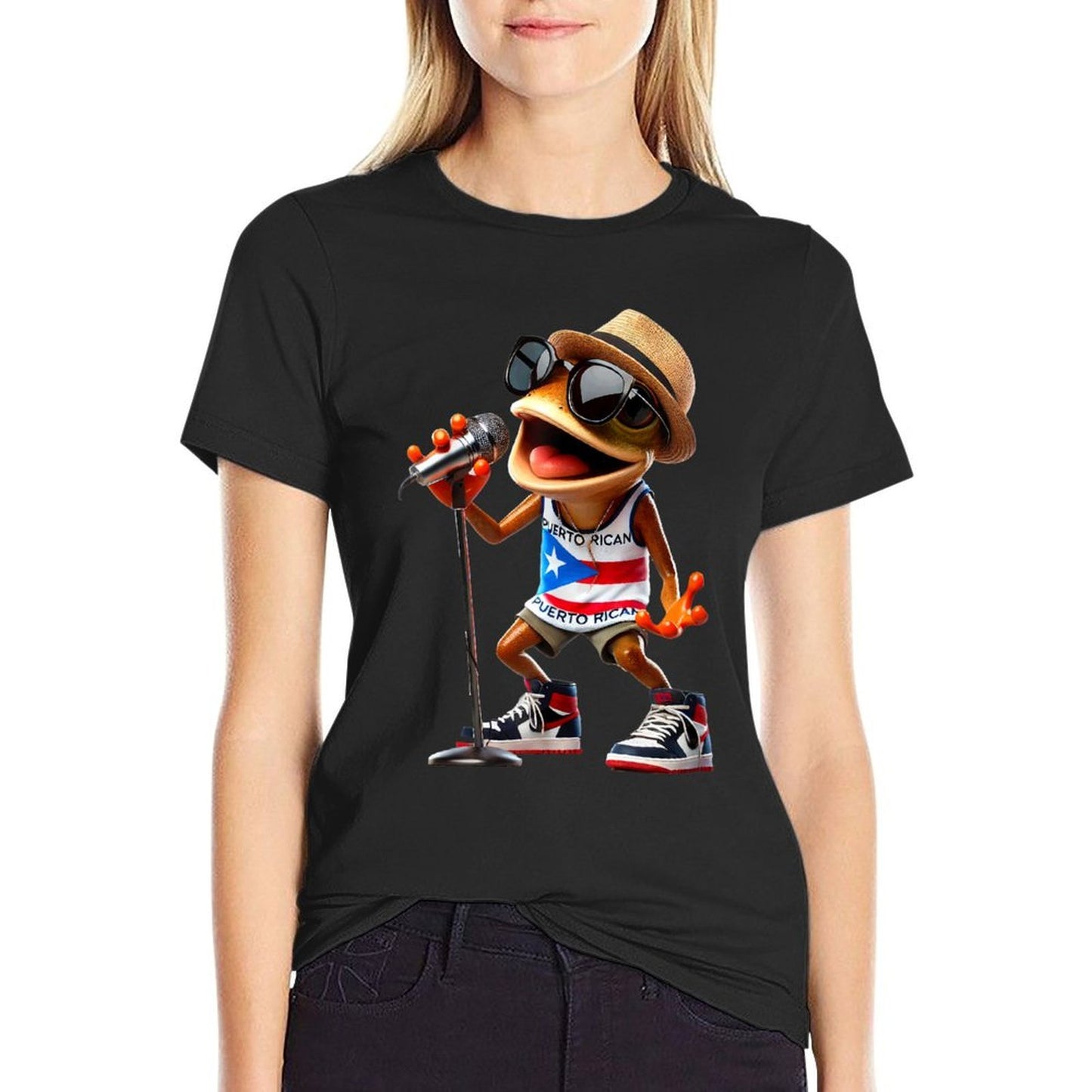 Singing Coqui Puerto Rican Sunglasses Boricua Hat Fun Affordable Price T-Shirt