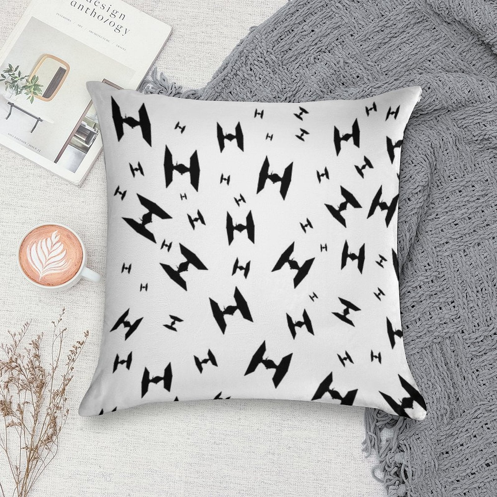 Tie Fighter Pattern Soft Gift Ready Throw Pillow