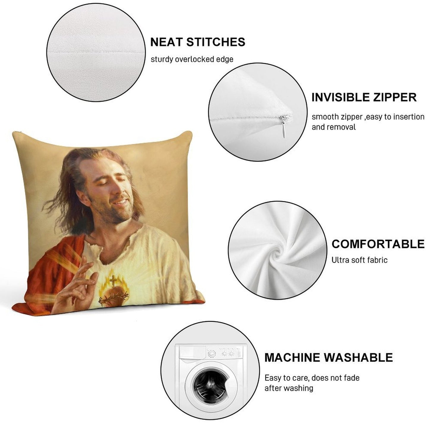 Nicholas Cage Blessing Soft Luxury Feel Throw Pillow
