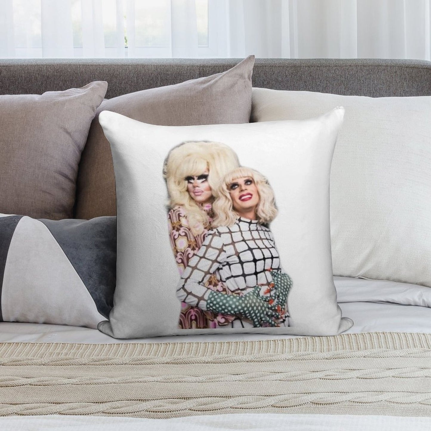 Trixie And Katya Couple Pose Soft Skin-Friendly Throw Pillow
