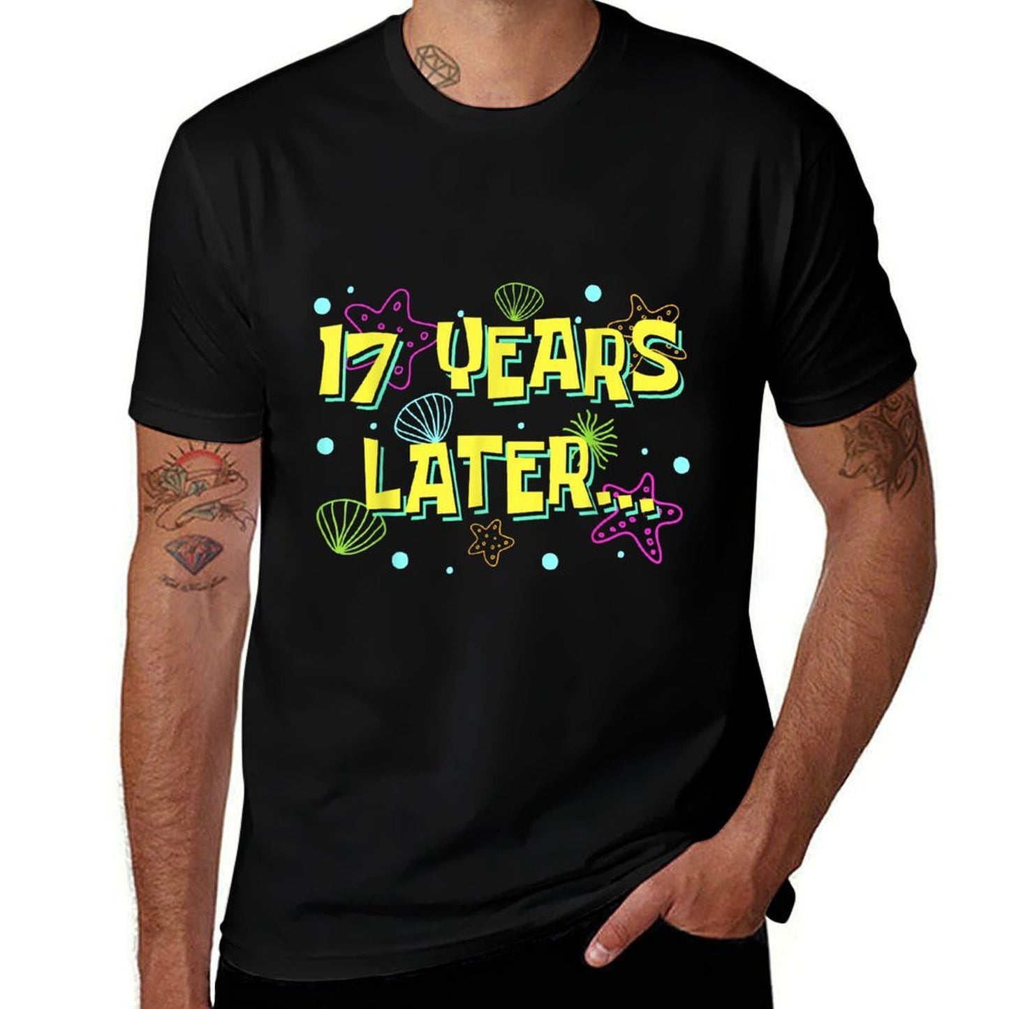 17 Years Later Seventeen 17 Year Old Funny 17th Birthday Ribbed Collar T-Shirt