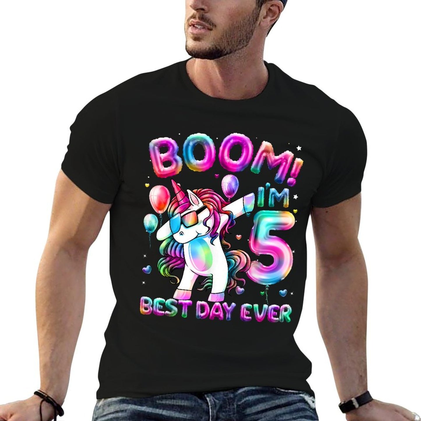 5 Years Old Dabbing Unicorn Gifts 5th Birthday Girl Party  Breathable T-Shirt
