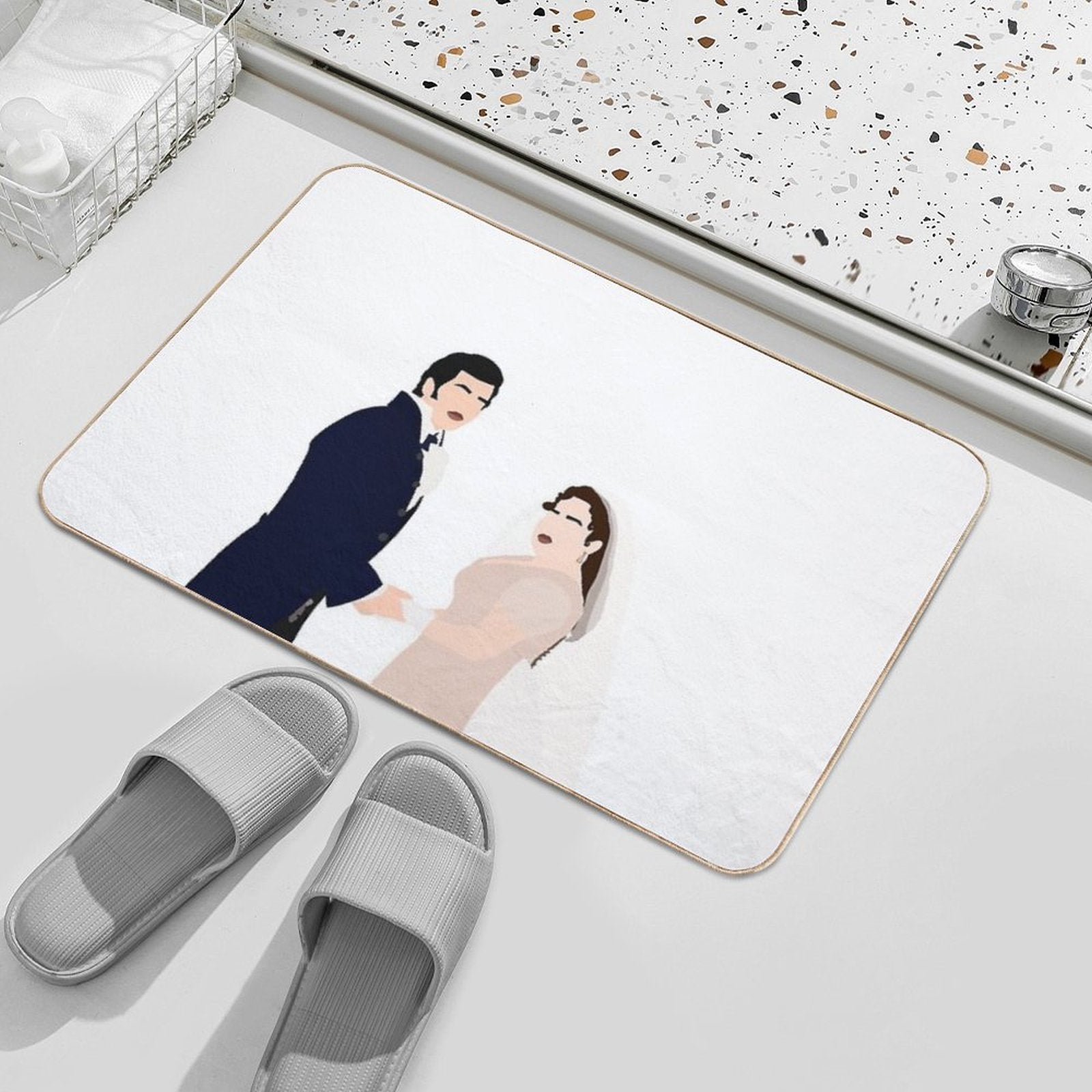 Bridgerton - Penelope And Colin at Their Wedding  Stain-Proof Bath Mat