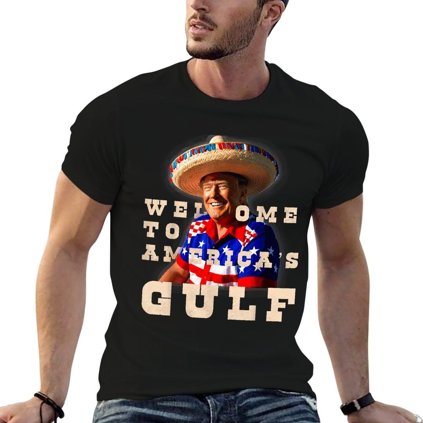 Welcome To America's Gulf Trump Mexico Parody Funny Eco-friendly Material T-Shirt